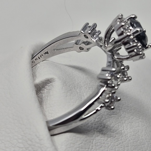 .5ct Black Moissanite Ring Round Halo Vine GRA Cert White Gold Plated Sizes 6-12 - Picture 8 of 13